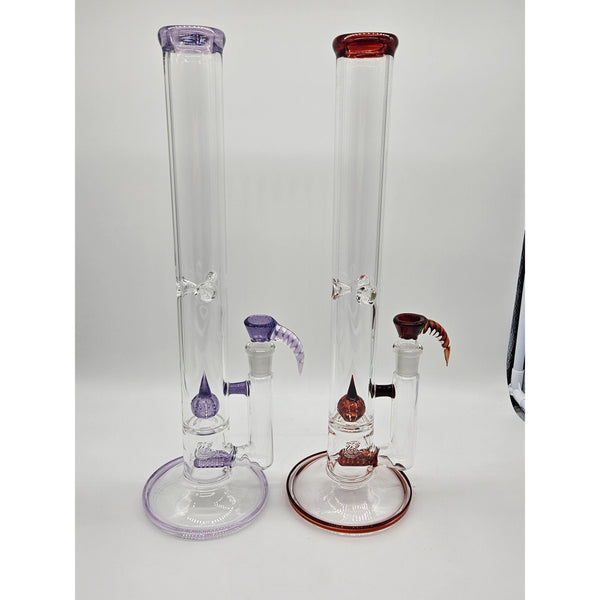 2kglassart dual gridline to imperial tubes, 16 inch, 44mm in Red Elvis and Purple Lollipop.