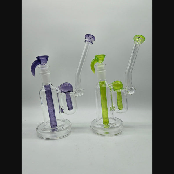 OJ Flame double bubblers in green slyme and purple lollipop.