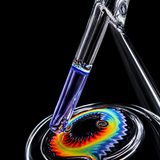KJH Glass bipolar beaker tube - downstem and rainbow reversal base detail