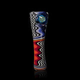 KJH Glass chillum F - black-white wave face with blue-dot marble
