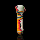 KJH Glass chillum B - white and teal zigzag face