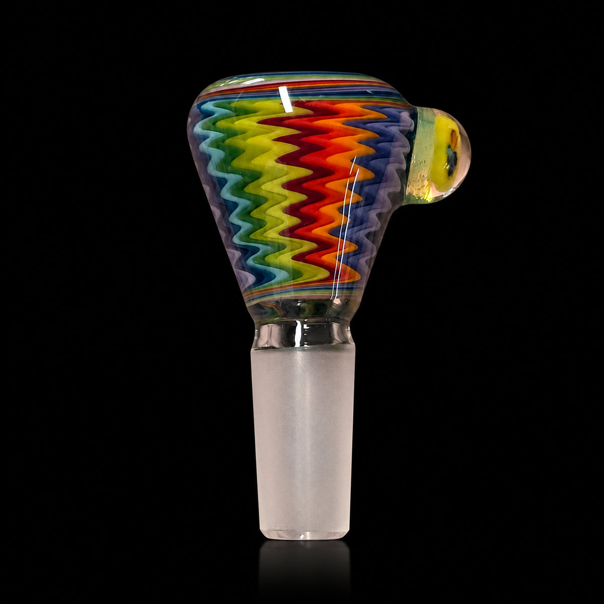 KJH Glass 4-hole slide A - 14mm, rainbow zigzag, primary view