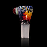KJH Glass 4-hole slide C - 18mm, sunset swirl with red marble, primary view