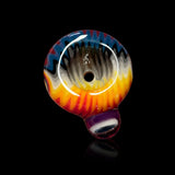 KJH Glass 4-hole slide D - 18mm, red and orange swirl with pink marble, third view