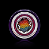 KJH Glass bipolar weizen cup — bottom-up view of rainbow cane marble base