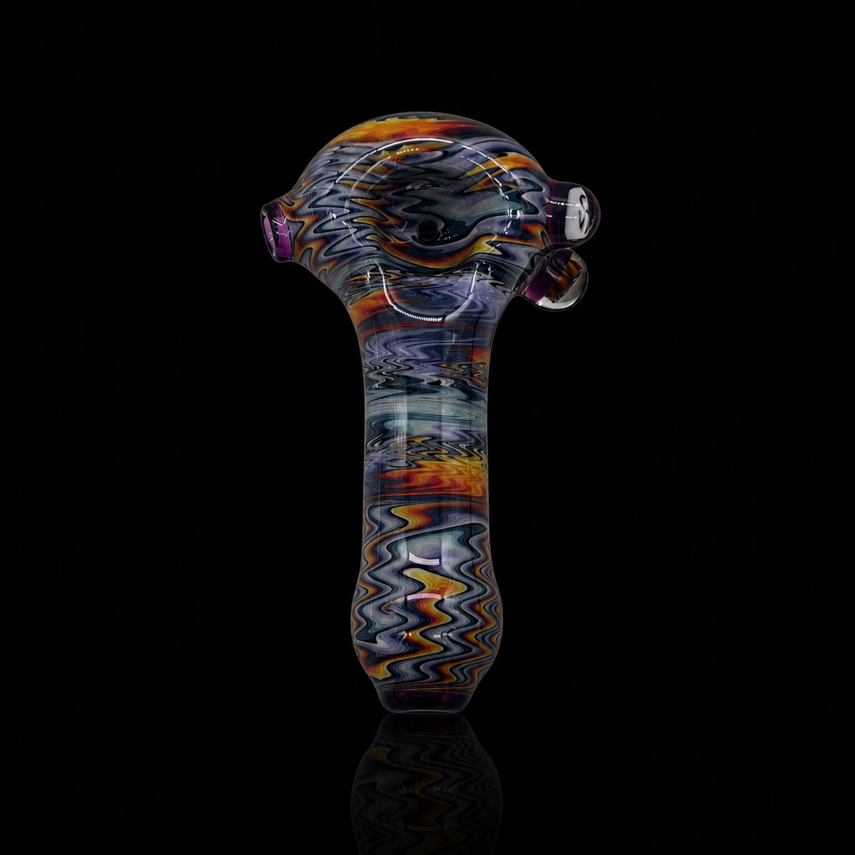 KJH Glass six-piece spoon A - navy and orange chevron, standing view