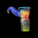 KJH Glass wig wag 4-hole slide E, angled view