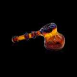 KJH Glass hammer mini push bubbler C - amber and purple, left side