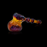 KJH Glass hammer mini push bubbler C - amber and purple, right side