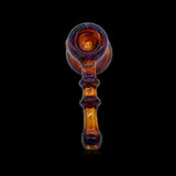 KJH Glass hammer mini push bubbler C - amber and purple, top-down bowl