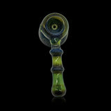 KJH Glass hammer mini push bubbler B - olive and black, top-down bowl