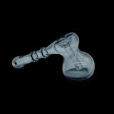 KJH Glass hammer mini push bubbler D - smoke grey, angled view