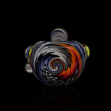 KJH Glass spoon C - rainbow and black swirl, bowl detail
