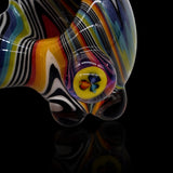 KJH Glass spoon C - rainbow and black swirl, marble detail