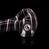 KJH Glass spoon E - navy, red and white, lightning bolt marble detail