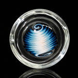 KJH Glass US pint reversal bottom, blue and white bipolar — looking down through the base