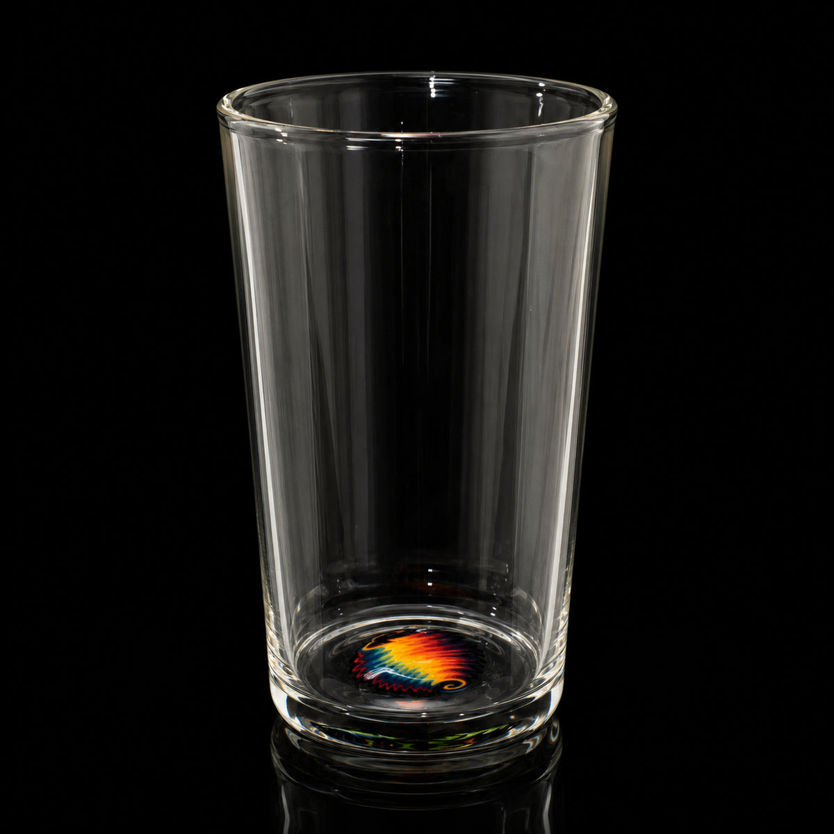KJH Glass US pint with reversal bottom, rainbow — full view