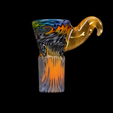 KJH Glass wig wag 4-hole slide, Zebra Amber Horn, angled view