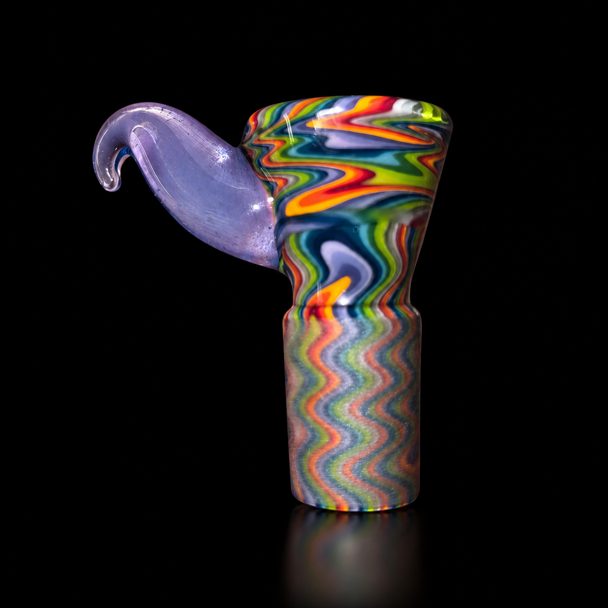 KJH Glass wig wag 4-hole slide, Purple Horn, angled view