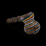 KJH Glass linework mini hammer bubbler B - clear and rainbow, side view
