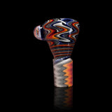KJH Glass push slide C - 18mm, orange and navy zigzag, standing view