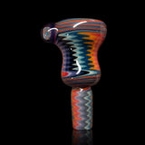 KJH Glass push slide A - 14mm, orange and teal chevron, standing view