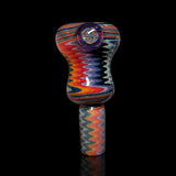 KJH Glass push slide A - 14mm, orange and teal chevron, marble side