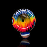 KJH Glass push slide B - 14mm, red and teal over white, top-down bowl
