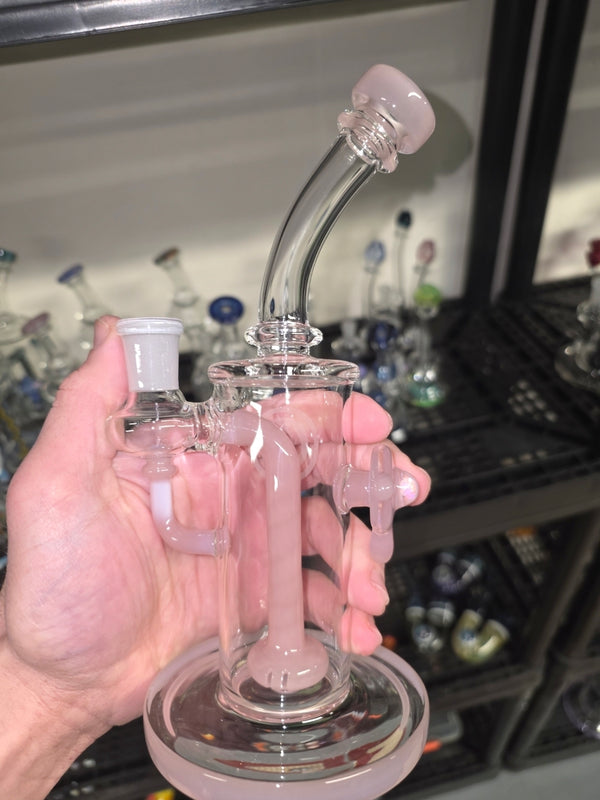 OJ Flame CFL-reactive dichro banger hangers — shifts character between daylight and UV.