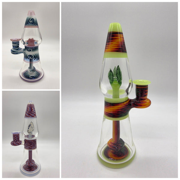 Vaspeglass wig wag lamps in four colorways, 7.5–8 inches.